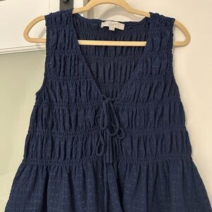 LOFT Dark Blue Textured Blouse